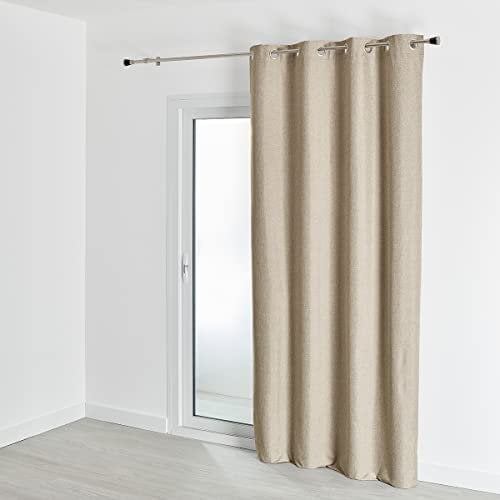 Rideau Occultant Thermique Phonique - Rideau uni Effet chiné - Rideau Taupe - Rideau 140 x 260 cm - Rideau oeillet Argent - Rideau Opaque pour fenêtre - Rideau Thermique Isolant Anti Froid