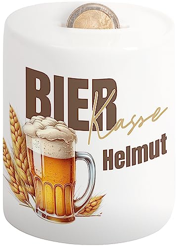 Keramik Spardose „BIERKASSE“ personalisiert mit Namen – wiederverschließbar - Sparbüchse Sparschwein | Geldgeschenke Verpackung | Geschenk Idee für Eltern, Freunde, Kollegen Geburtstag, Weihnachten