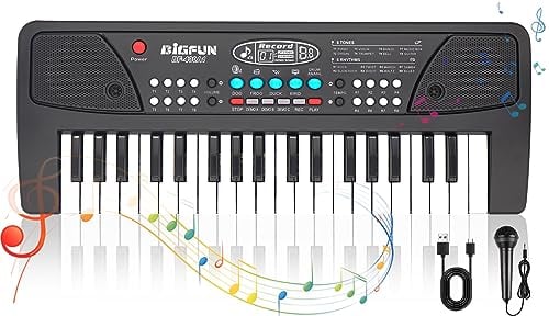 37 Teclas Piano para Niños Teclado Musical, Niños Electrónicos Teclado Piano con Micrófono Multifuncionales Portátiles Educativo Cumpleaños Regalo Juguetes para 3 4 5 6 7 8 Años Niñas Niños