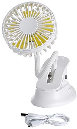 Super Mundo - Ventilatore portatile clip 2000 mAh, ventilatore USB ricaricabile, 3 velocità, per passeggino, seggiolino auto, campeggio, ufficio, bianco (F5)