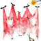 CYIOU 200 x 500 cm Halloween Gruselige Tuch + 16 Fledermäusen + 20 Spinnen Halloween Deko Stoff Halloween Gruselige Tuch Halloween Gruseliges Tuch Dekorationen für Halloween Party Dekoration (Blutrot)