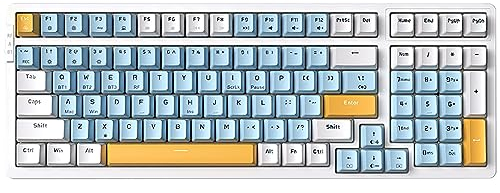 Qisan Mechanical Wireless Keyboard USB Wired Gaming Keyboard Ice Blue Led Backlit Keyboard Red Switch 100 Keys US Layout | Computer Accessories | Mechanical Keyboards Wireless | Gaming Keyboards