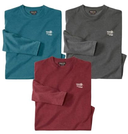 ATLAS FOR MEN Value 3-Pack Mens Long Sleeve T-Shirt Set - Comfort Fit Long Sleeve T-Shirt Mens Jersey Tops - Crew Neck T-Shirts - Small to Big and Tall Sizes S-4XL