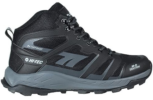 HI-TECToubkal Mid WP -zapatillas trekking, botas montaña hombre membrana Dri-Tec, protección contra agua, ajuste duradero, collar antifricción, plantilla EVA, frescura, estabilidad, rendimiento óptimo
