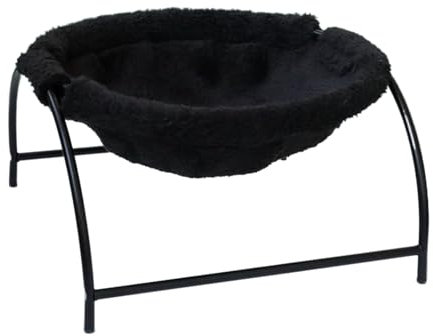 BUYTER Lit pour animaux Hamac pour chat sur pied, surélevé et surélevable Lit pour chien Structure stable Détachable Excellente respirabilité Assemblage facile (Noir, Hiver)