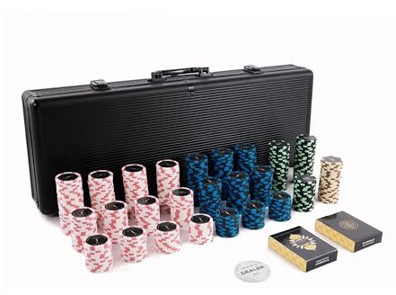 Riverboat Gaming High Roller Cash Poker Chipset - 14g 500 Stück nummerierte Poker Chips - Kleine Einsätze