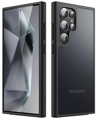 JETech Matt Hülle für Samsung Galaxy S24 Ultra 5G, Mattierte Durchscheinende Handyhülle Rückseite Dünn Schutzhülle, Anti-Fingerabdruck (Schwarz)