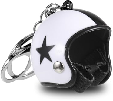 Moto Casque Porte-Clés Étoile Rétro avec Fermeture Fonctionnelle Permis de conduire de voiture Cadeau Moto Cadeaux Anniversaire pour Hommes Femmes Meilleure Amie