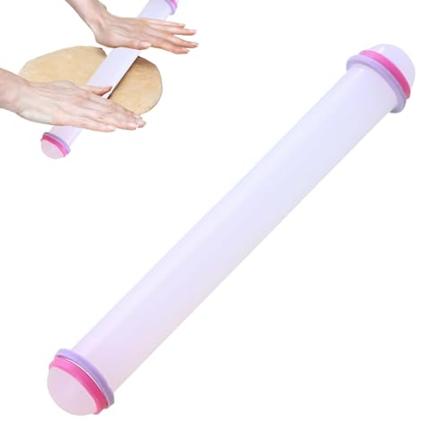 NVTEGR 9 Inch Fondant Rolling Pin, Non-Stick, Adjustable, White Plastic Rolling Pin for Baking and Cake Decorations
