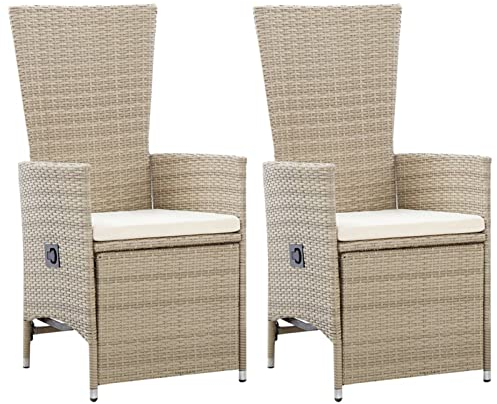 Rantry Garten-Liegestühle 2 STK. mit Auflagen Poly Rattan Beige Gartenmöbel Model46046