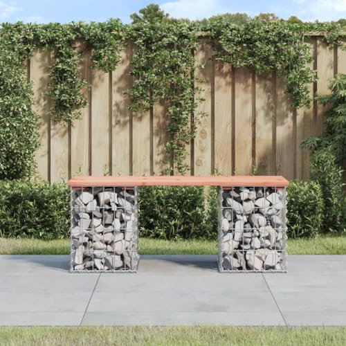 Rantry Gartenbank, Design Gabionen, Holz, Tanne, Douglas, 103 x 31 x 42 cm, Sitz, Stuhl, Möbel, Sonnenliege, Terrasse, Balkon, Outdoor, Dekoration, Gartenbänke