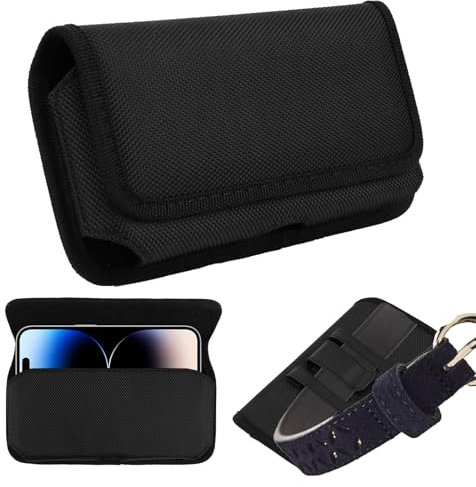 Custodia Orizzontale con Clip per Cintura Custodia in Nylon per i11,12,13,15,14 Pro Max, Borsello Porta Cellulare Uomo Da Cintura, Cintura Fondina Magnetica per Smartphone fino a 7,0 Pollici (XL)