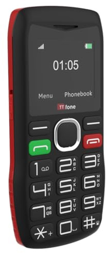 TTfone TT880 Einfach zu bedienendes Handy für Senioren und Ältere - Großtastentelefon mit Nothilfe-Taste - Pay As You Go (GIFF Gaff PAYG, Rot, mit USB-Kabel)