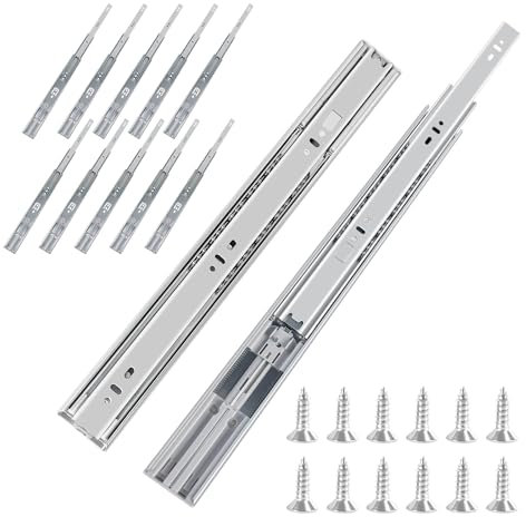 FCOUMY guias correderas para cajones 6 pares (12 piezas), 55 cm Guías para cajones de cierre automático suave, extensión completa con guías con rodamiento de bolas