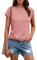 AirMood Womens Summer Casual Basic T-Shirt Tops Dressy Loose Fit Crewneck Cap Sleeve Tee Tshirts (Pink,L)