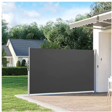 AOZENG Seitenmarkise 200x300 cm Anthrazit Der Ideale Sichtschutz for Balkon, Terrasse & Garten Sonnenschutz/Regenschutz/Windschutz Inkl. Befestigungen Imprägniert(180 * 300cm)