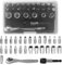 Mesee 28-Piece Mini Screwdriver Bit & Socket Set with Right Angle Ratchet Wrench and Extension Bar, CR-V Metric Driver Sockets 1/4 Hex Shank Multi-Bit Torx Sloted Hexagon Pozidrive Phillips Bits
