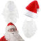 Weihnachtsmann Perücke + Weihnachtsmann Bart +Weihnachtsmann Mütze, Weiße Santa Beard und Perücke Set, Weihnachtsmütze für Erwachsene, 3 in 1 Kostümzubehör