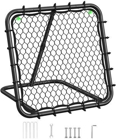 SONGMICS Rebounder für Fußball, Fußballtor Kinder, tragbar, Fußball-Rebounder, mit Stahlrahmen, winkelverstellbar, schneller Aufbau, für Garten, Park, Strand, tintenschwarz SZQ0085B01