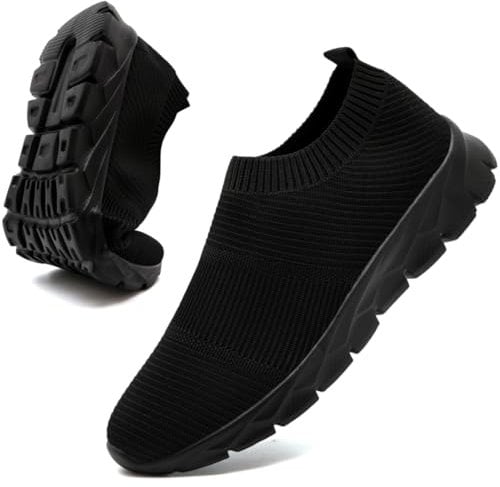 Schuhe Herren Sportschuhe Turnschuhe Schwarz Laufschuhe Slip on Sneaker StraßEnlaufschuhe Sommerschuhe Joggingschuhe Hallenschuhe Fitness Männer Shoes Schwarz 43