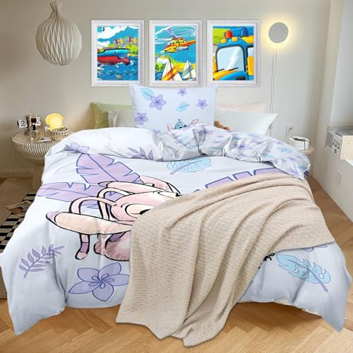 YANAYANA Kinder Bettwäsche, Kinderbettwäsche 135x200 + Kissenbezug 80×80 cm,3D Anime Cartoon Drucken Kinderbettwäsche Geschenk für Kinder, Bettdecke Set für Einschulung Mädchen Jungen Geschenk