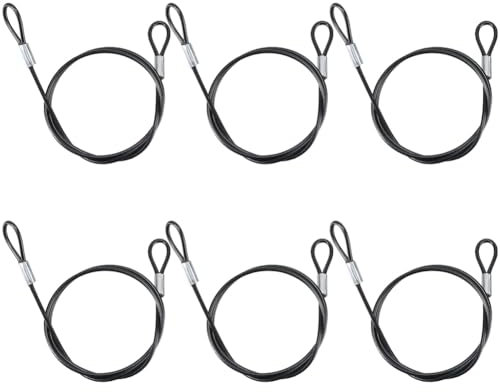 GORGECRAFT 6 Pieza de 50cm de Acero Inoxidable con Bloqueo de Cable de Seguridad Cordón de Metal Negro Gancho de Bloqueo Ojales Bucles Cadena de Seguridad Cables de Cuerda de Alambre con Revestimient