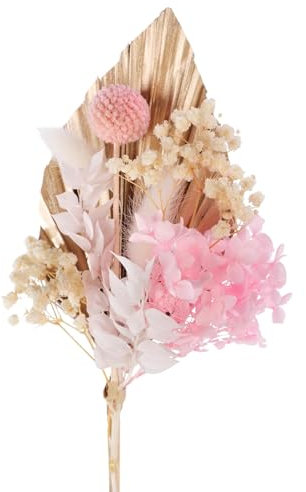 Dried Flowers Bouquet Gold Palm Leaves Cake Topper Dried Flowers for Cakes Cake Flower Gold Palm Leaves Cake Topper Cake Insert Decorations for Wedding Birthday Party Baby Shower Indoor Home Decor