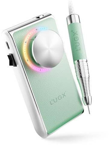 L'UGX Taladro de uñas profesional de 30000 RPM, lima eléctrica recargable inalámbrica para esmalte de uñas acrílicas, kit de uñas Efile para manicura y pedicura, bajo ruido, baja vibración, 7 brocas