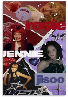 Magauy Blackpink Poster Music Collage Vintage Korean Band Für Zimmer, Ästhetische Leinwand-Wandkunst, Schlafzimmer-Dekor Poster 16x24inch(40x60cm)