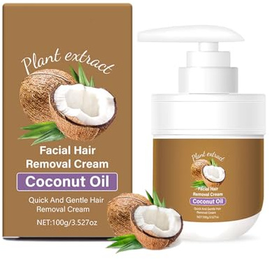 Crème dépilatoire pour le visage à l'huile de noix de coco, naturelle, douce, apaisante, aisselles, lèvres, visage, corps, inhibiteur de pousse des poils, réparation, épilation pour femme, soin de la