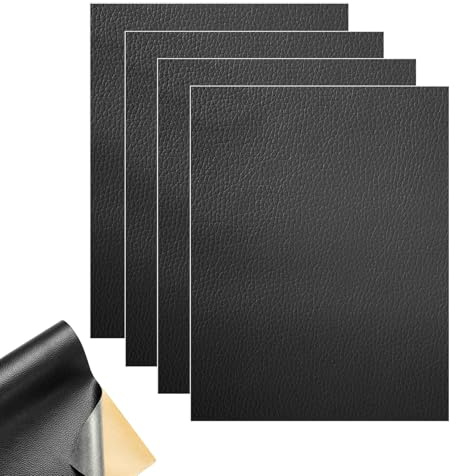 6 Pcs Leder Reparatur Set Schwarz, 20 x 30 cm Kunstleder Selbstklebend, KuLederflicken reparaturset Patch für Autositze, Sofa, Jacken, couch, Möbel