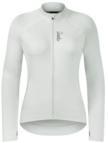 Santic Fahrradtrikot Damen Radtrikot Langarm Slim für Frühling Herbst Rennrad MTB Thermo Trikots Milchgrün S