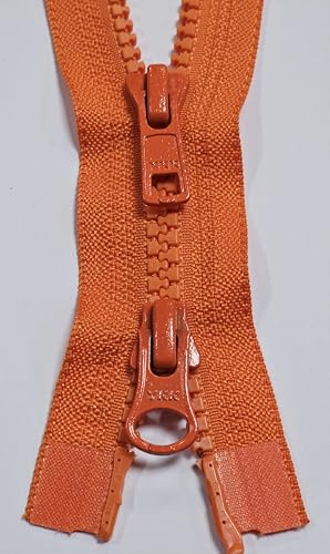 Reißverschluss YKK 2-Wege teilbar Kunststoff Krampe 6mm 50-90cm orange - gelb- Töne (849 orange, 70cm)