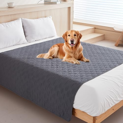 BAIFULAI wasserdichte Hundedecke, 200 x 130 cm Hundematte, rutschfeste Hundedecke & Katzenmatte, Sofaschutz/Bettschutz für Große und Kleine Hunde, Reversible Kratzfeste Schutzdecke, Dunkelgrau