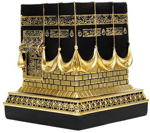 Bemonew Ramadan-Dekor, 5 x 4 spirituelle Harz-Eid-Dekorationen, Kaaba-Replika-Modell, islamisches Ornament für Ramadan, Hochzeiten, Einweihungsfeiern, Gold