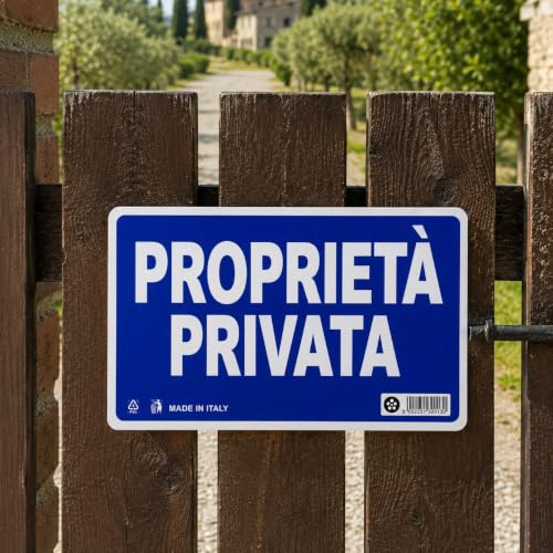 Cartello Proprietà Privata, PVC, Blu Bianco, 30x20cm