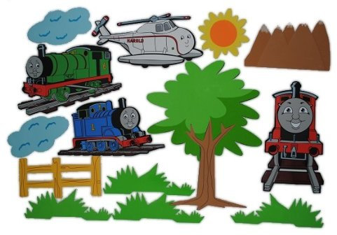 alles-meine.de GmbH 14 TLG. Set 3-D Wandtattoo Thomas and Friends XXL Moosgummi Kind Kinder und