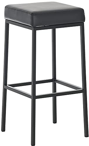 CLP Barhocker Montreal I Gepolsterter Barstuhl mit Kunstlederbezug I Tresenhocker mit Metallgestell, Farbe:schwarz, Gestell Farbe:schwarz