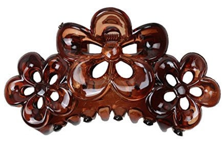 Phenovo Blumen Haarkrebs Haarklammer Haarspange Haarspangen Claw Clips - Braun, 25.5CM×5.5CM×3.7CM