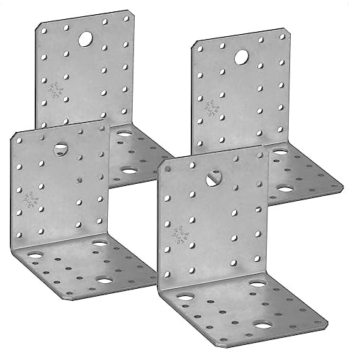 com-four® 4x Winkelverbinder aus verzinktem Stahl - Halterungen für Holzbalken - Befestigung für den Bau von Schreibtischen, Gartenhäusern und anderen Projekten (Pack 1)