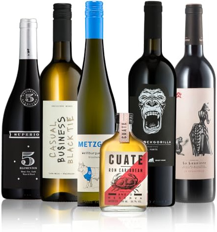 GEILE WEINE Weinpaket MÄNNERWEINE - Bester Weißwein, Rotwein & Rum, der jedem Mann schmeckt