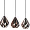 EGLO Pendellampe Carlton 1, 3 flammige Vintage Pendelleuchte, Retro Hängelampe aus Metall in Schwarz und Kupfer, E27 Fassung