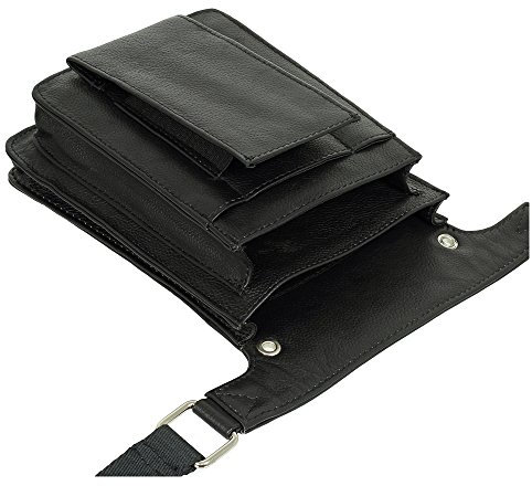 Profi Tablet-Kellnertasche passend für iPad mini bis 8 Zoll & Kellnerbörse mit oder ohne Gürtel Rindsleder Schwarz Kellnertasche mit Gürtel