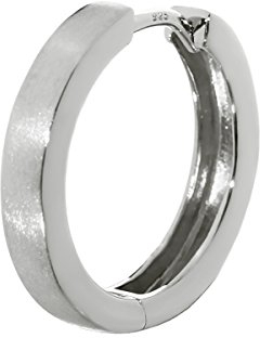 NKlaus Silber Einzel 925er Sterlingsilber Klappcreole Ohrring 16mm matt anlaufgeschützt 4794