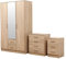 Harmin BEDROOM FURNITURE SET - 3 DOOR MIRRORED SOFT CLOSE WARDROBE, CHEST & BEDSIDE (Sonoma Oak)