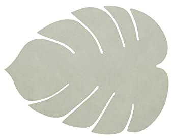 Lind DNA Tischset Monstera Recyceltes Leder Nupo Olive Grün, Maße: 26cm x 22cm, 989958