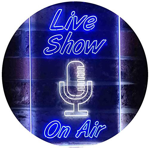 Live Show On Air Display Dual Color LED Barlicht Neonlicht Lichtwerbung Neon Sign Weiß & Blau 400 x 600mm st6s46-i3422-wb