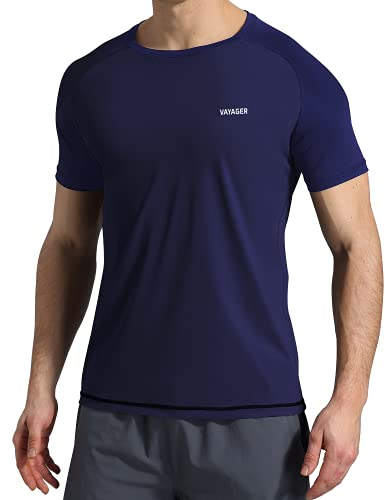 VAYAGER Herren-Badeshirts Rash Guard UPF 50+ Kurzarm, schnell trocknend, lockere Passform, Wassersurf-Shirt