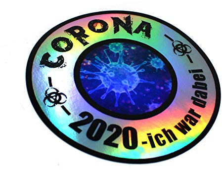 Finest Folia Corona Virus Sticker Funsticker Hologramm Aufkleber Lustig für Kfz Auto Motorrad Laptop Kühlschrank Fenster Selbstklebend (R092 Corona 2020 Ich war dabei)