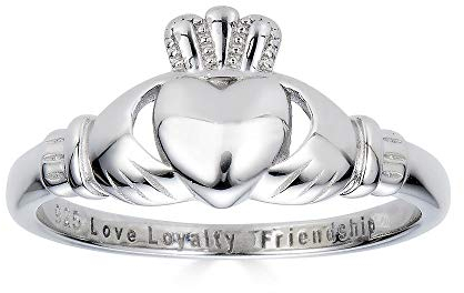 Bague Argent Fin 925/1000Love Loyalty Friendship Gravée Claddagh